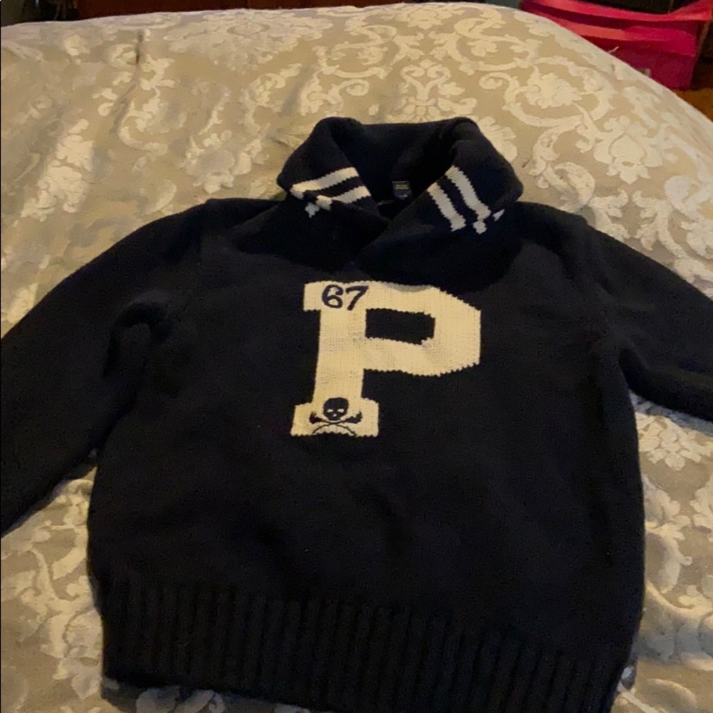 Polo by Ralph Lauren Boys Navy & White P Intarsia Sweater